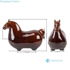 RZLN11-C-S Statuetta in Ceramica di Cavallo Stilizzato, <span class=keywords><strong>Rosso</strong></span> Lucido Smaltato - Product Image 3