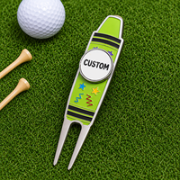Outil de réparation de divots de golf rond en métal de luxe, personnalisé, avec logo de club de golf et marqueur de balle, vente en gros