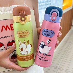 Termo de Acero Inoxidable Rosa con Diseño de Oveja de Dibujos Animados, Botella de Viaje con Tapa, Vaso Aislado, Fantásticos Animales - Product Image 5