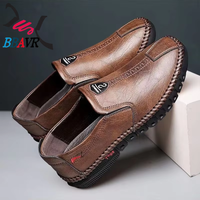 Chaussures plates pour hommes en cuir PU, semelle extérieure en caoutchouc, doublure en mesh, légères, pour l'été, le printemps et l'automne, mocassins à enfiler