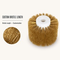 Brosse à fil de laiton avec moyeu en plastique blanc, trou de montage central, poils métalliques, longueur personnalisée