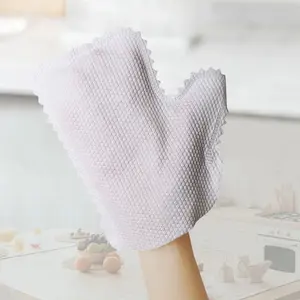 DS1461 100件加厚抹灰可重复使用手套超细纤维除尘清洁手套白色超细纤维除尘手套