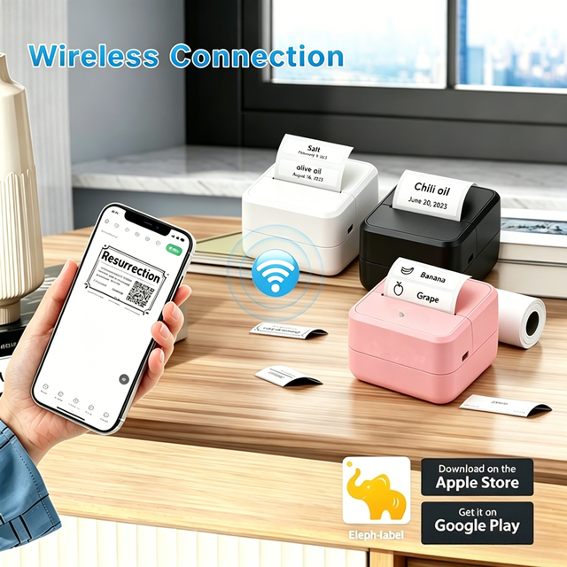 58mm Thermal Label Printer for Mini 2inch Label Machine with Label Paper Roll 2-in-1 Printer Stock 1500mAh Battery 203DPI