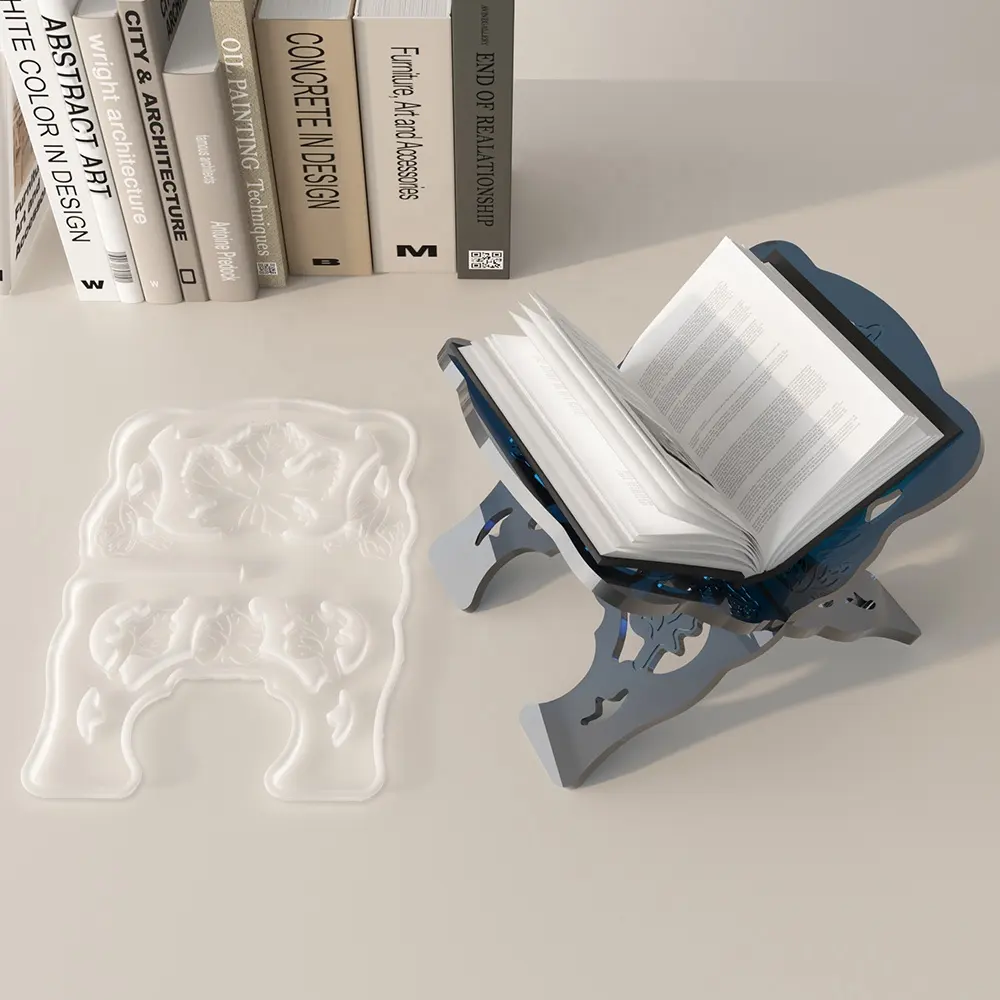 DM817 DIY Reading Rack Piano Music Hollow Out Holy Bookshelf Bookrack Silicone Mold for Resin Book Holder Prayer Handmade Crafts