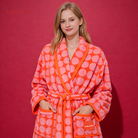 Peignoir en tissu éponge à pois orange super doux pour femmes, séchage rapide, 100% coton, robe de luxe pour la maison