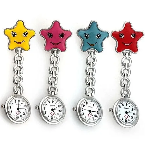 Cheap electronic gifts Women's dazzler Face Nurse Brooch Fob Tunic Pocket Watch Star Shape Pocket Watch