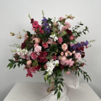 Centre de table de mariage moderne, décoration d'allée pour douche nuptiale, lot de roses artificielles en soie bordeaux et rose poudré pour vase et chemin de table floral DIY