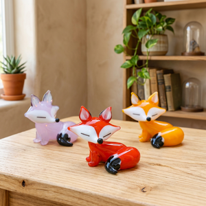 Venta al por Mayor de Adornos de Vidrio Soplado a Mano, Estilo Nuevo y Creativo, Zorro de Vidrio Pulido para Decoración del Hogar y Oficina, Navidad, Pascua - Product Image 1
