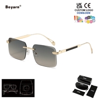 Lunettes de soleil carrées Boyarn de haute qualité pour femmes, protection UV400, forme concave tendance, verres métalliques