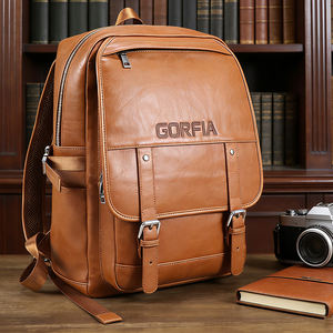 Business Travel Laptop <b>Backpack</b> PU Leather Large Capacity Multi Pocket <b>Backpack</b> Custom Logo Supplier - Product Image 1