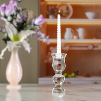 Porte-bougie en cristal à corps diamanté facetté, bougeoir à double boule, base octogonale, coupe tulipe, décoration moderne pour la maison, table à manger