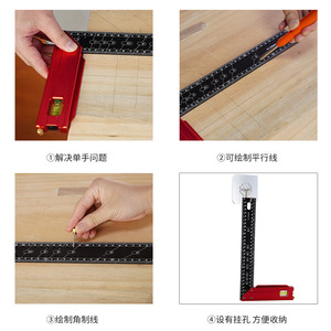 Aluminum Alloy Woodworking Right Angle Ruler 300mm With Angle Marking Holes For Precision Measurement And Drawing - Product Image 5