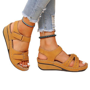 Nouvelles sandales compensées à bout ouvert grande taille, sandales romaines de plage, chaussures décontractées pour femmes d'extérieur - Product Image 1