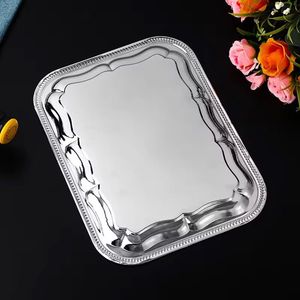 Plateau roulant au prix de gros Plateau à dessert ovale en acier inoxydable en or en acier inoxydable Plateau à gâteau aux fruits et noix - Product Image 1