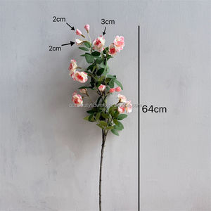 C168 Vente en gros de bouquets de fleurs artificielles en soie multi-têtes, <span class=keywords><strong>mini</strong></span> roses blanches pour centres de table de mariage, vases et décorations de table - Product Image 6