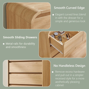 Muebles de Dormitorio, Cómoda Moderna de 8 Cajones para Dormitorio, Cómodas y Cajoneras de 55 Pulgadas de Ancho con Diseño de Perfil Curvo - Product Image 3