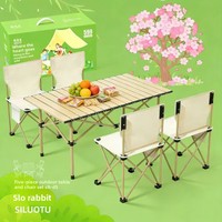 Ensemble table et chaises pliantes de camping - Table carrée portable d'extérieur au design raffiné pour pique-nique et camping