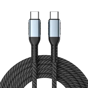 OEM kabel pengisi daya USB C ke Tipe C, kabel sinkronisasi Data, kabel pengisian daya USB C Super cepat, kepang nilon 100W 5A, kabel pengisi daya kecepatan tinggi