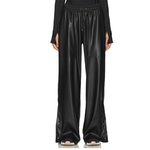 Pantalones de Cuero de Cintura Alta Estilo Vintage Y2K para Mujer, Pantalones Anchos Rectos Impermeables de Invierno - Product Image 5