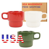 Tasse à café ou thé en porcelaine empilable classique de style nordique, personnalisable, de haute qualité, avec anse – Offre Spéciale