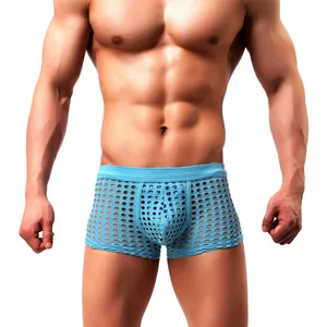 Celana Dalam Boxer Pria, Pakaian Dalam Jaring Ikan untuk Pria Seksi Tembus Pandang untuk Pria Besar
