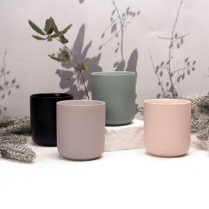 เทียนเซรามิกมินิมอลทรงกระบอก กลิ่นดอกไม้ตกแต่งบ้าน สีชมพู เทา ดำ เขียว - Product Image 1