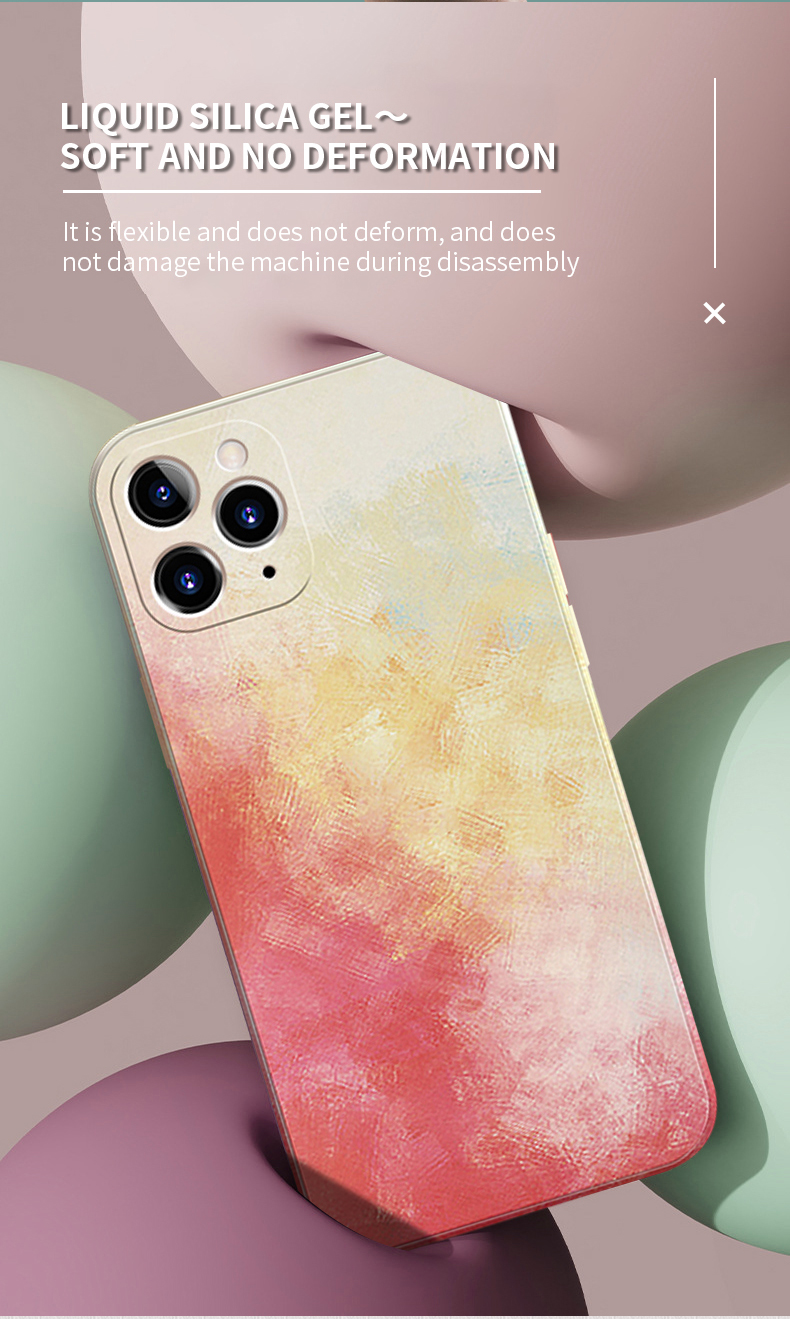 New colorful Watercolor Liquid Silicon Phone Case For iphone 12 12pro max 12 mini Soft Camera Protect Back Cover