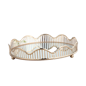 Hot Sale Elegant Luxury <b>Mirror</b> Iron Round Gold Service Contemporary Set Jewelry Storage Tray for Home Office - Product Image 1