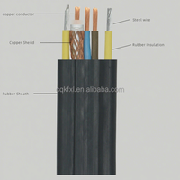 Câble plat pour ascenseur YFFB, gaine en caoutchouc isolée en cuivre, double fil d'acier, ignifuge, ISO9001, 450V 3/4/5