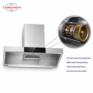 Hotte de cuisine professionnelle 1200 mm à tête unique 600 W en acier inoxydable avec commande tactile 28 m³/min Fabricant OEM ODM - Product Image 3
