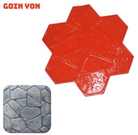 Moule à estamper en caoutchouc pour béton, motif grille de blocs de pierre rectangulaires, texture de roche vieillie, pour allée et patio