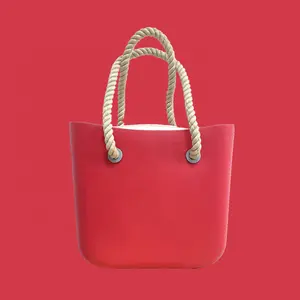 China supplier wholesale beach bag custom womens bag with handle red color bucket bag