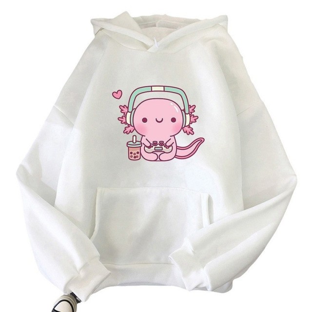 Cute Axolotl Play Video Game Gamer Funny Printed Hoodie One Piece ODM Women's Dropshipping