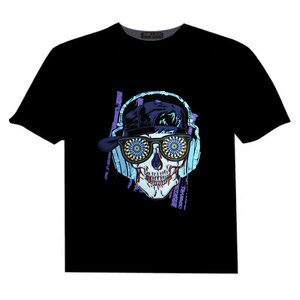 เสื้อยืดมีไฟ LED สำหรับปาร์ตี้สีเข้มแผงหน้าปัดนิ่มสินค้ามาใหม่<span class=keywords><strong>2023</strong></span> - Product Image 5