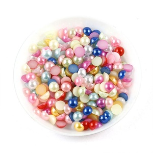 Componentes de joyería DIY hechos a mano: Perlas de imitación ABS de base plana, media perla, cuentas sueltas coloridas para ropa, pintadas. - Product Image 5