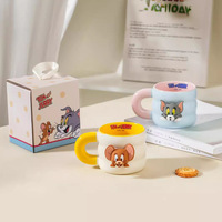 Mug de dessin animé Tom et Jerry, tasse à eau en céramique finition brillante avec décoration magnétique de dessin animé pour le bureau et la maison