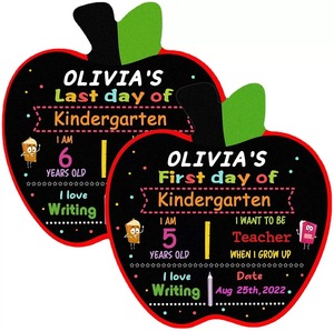 Letrero de <span class=keywords><strong>Pizarra</strong></span> para el Primer y Último Día de Clases, Accesorios Reutilizables con Forma de Manzana para Fotos, Tablero de Hitos de Regreso a Clases para Niños - Product Image 4