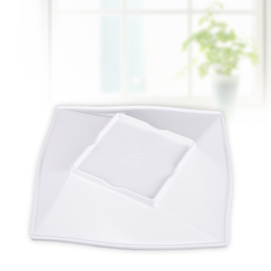 ชุดจานเมลามีนทรงสี่เหลี่ยม สีขาวล้วน สำหรับโรงแรม งานเลี้ยง อาหารตะวันตก - Product Image 3