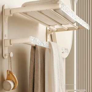 High Quality <strong>50cm</strong> 60cm Wall Mounted Bathroom Foldable Heavy Duty Rack White Towel Rack of Wall Storage <strong>Shelves</strong> - Product Image 6