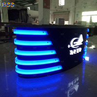 Bureau de réception à LED incurvée pour l'école d'art de la danse Bureau de réception en gros avec dessus en marbre gris de meilleure qualité