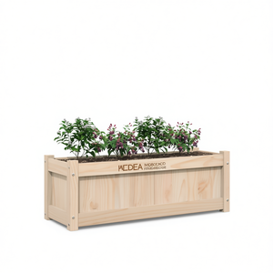 Fioriera da Giardino in Legno Massello Mcdea 35.4x12.2x12.2 Pollici, Vaso Rettangolare Stile Rustico per Piante da Esterno - Product Image 1