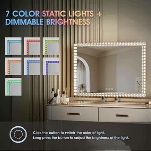 Specchio da Trucco Illuminato da Tavolo con 3 Colori di Illuminazione, in Acciaio Inox con LED RGB e Cristalli - Product Image 6