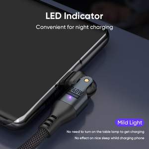 Câble de charge rotatif 240W pour téléphone portable 540 °   Swivel & 180 °   Câble de charge rapide et de transfert de données pour <span class=keywords><strong>iPhone</strong></span> 15 16 17 Samsung 1,8 m - Product Image 6