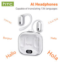 Casque sans fil Bluetooth 6.0 HTC NE08 AI, casque ouvert transparent OWS, casque de sport non intra-auriculaire, annulation de bruit ENC, son HiFi