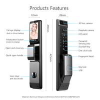 Cerradura de Puerta Inteligente con Huella Dactilar Totalmente Automática EY-V500, con Wi-Fi, Reconocimiento Facial, Desbloqueo con Tarjeta y Código, Compatible con IP, Aleación de Zinc y Madera