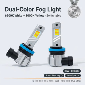 Ampoules LED de feux antibrouillard H11 H8 H16, double couleur jaune et blanc, 6500K, sans erreur Canbus - Product Image 1
