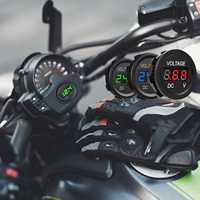 DC Volt Amp Meter 12V 24V Tahan Air untuk Kapal Laut, Motor, UTV, Mobil, Voltmeter Bulat Tegangan Rendah, Layar LED Digital