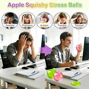 Nouveauté 2026 : Balles anti-stress à remontée lente, en forme de pomme réaliste, douces et mignonnes, pour le soulagement de l'anxiété au bureau, à la maison et en voyage - Product Image 6