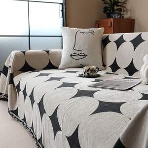 Housse de canapé en chenille, couverture intégrale, antidérapante, fermeture élastique, une pièce, blanche, toutes saisons, protection contre la poussière pour meubles - Product Image 2