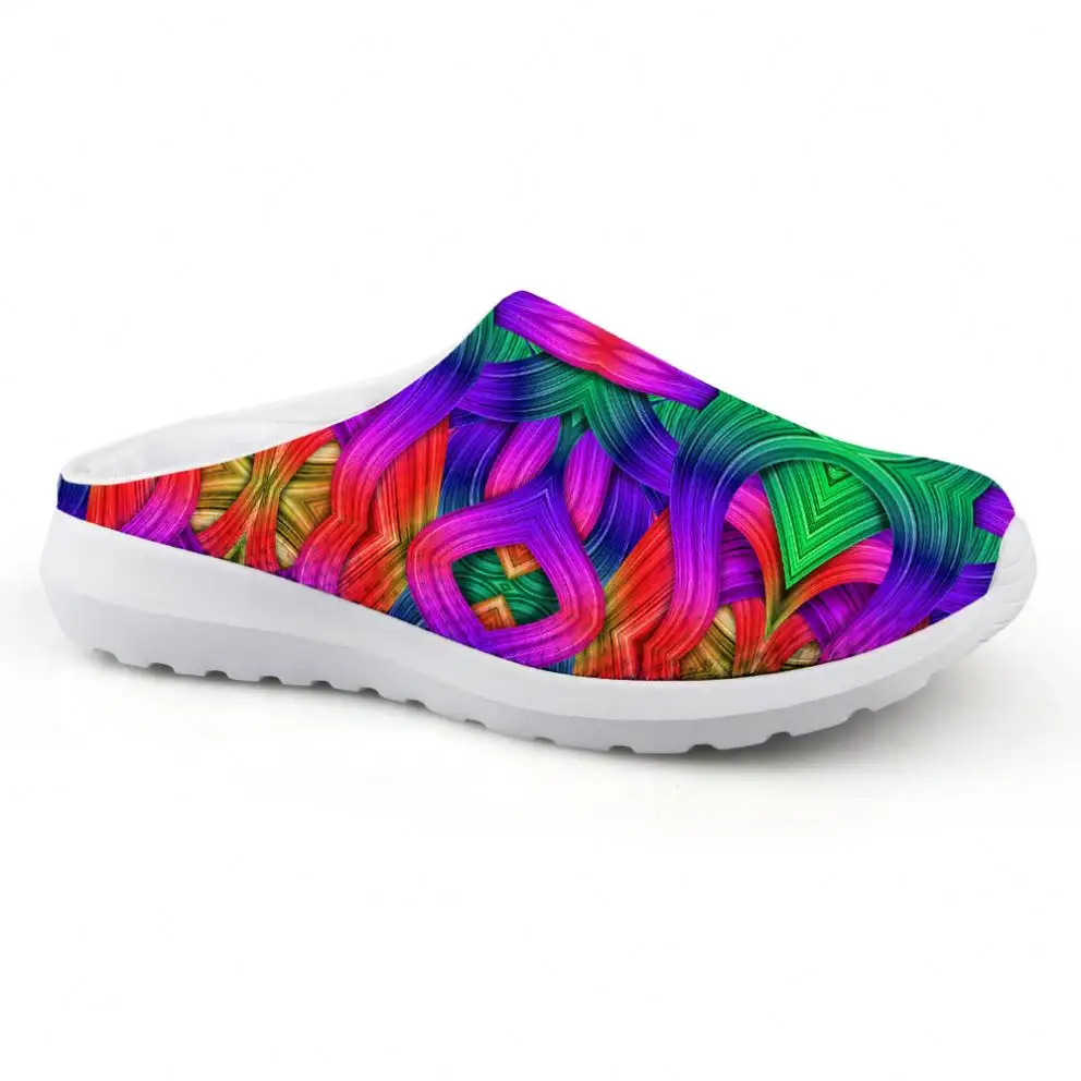 Dropshipping Nurse Causal Shoes Abstract Printed Boys Rubber Footwear Ladies Shoe White Soft Sandal Slipper